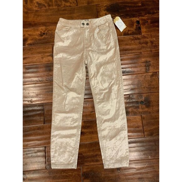 We The Free Silver Skinny Jeans Size 27 Velvet Stretch Ankle Mid Rise - Picture 1 of 5
